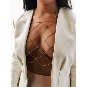 Body Jewelry Chain Halter Mesh Bralette dainty top